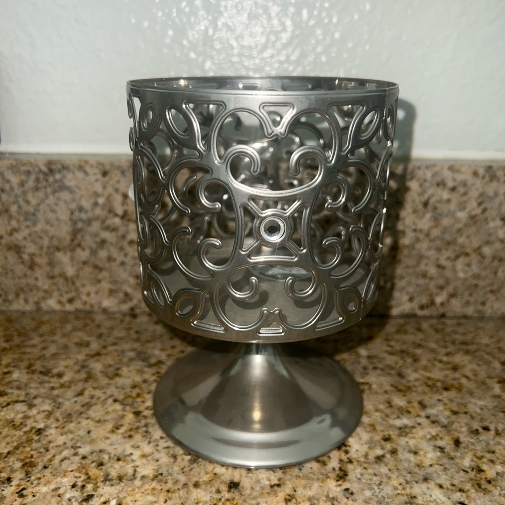 Bath & Bodyworks Elegant Silver Candle Holder with Rhinestones
